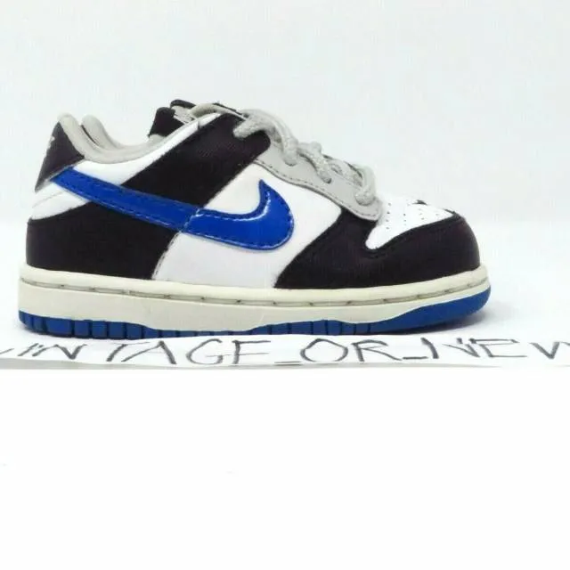 2008 vtg nike dunk low white varsity royal grey black toddler 316610-146 sz 6c