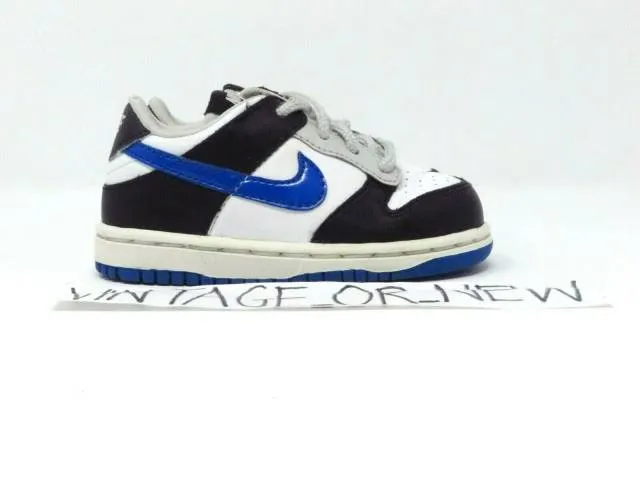 2008 vtg nike dunk low white varsity royal grey black toddler 316610-146 sz 6c