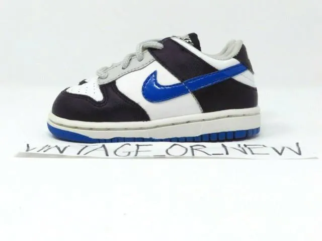 2008 vtg nike dunk low white varsity royal grey black toddler 316610-146 sz 6c