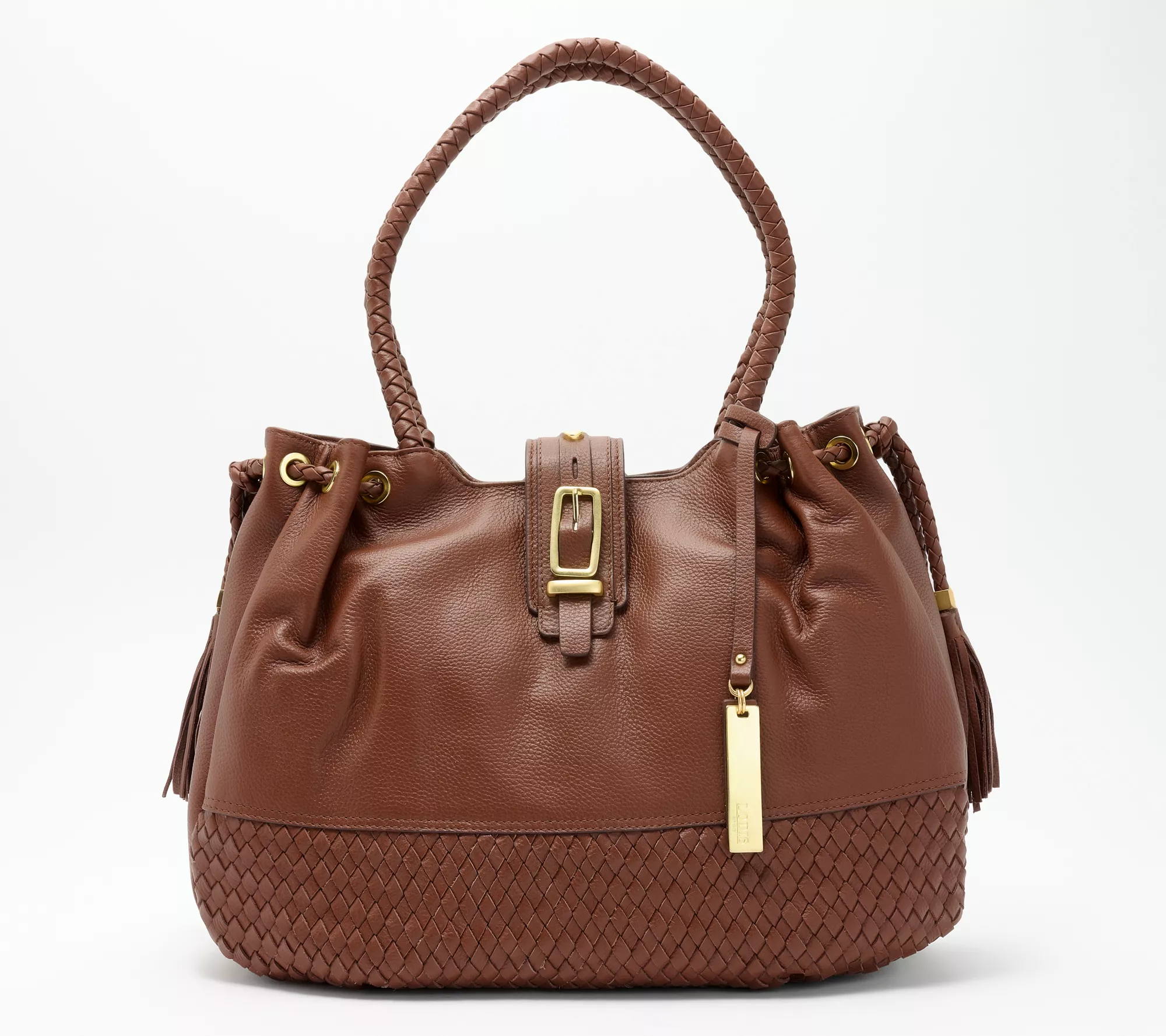 "As Is" LODIS Woven Leather Cinch Amal Tote