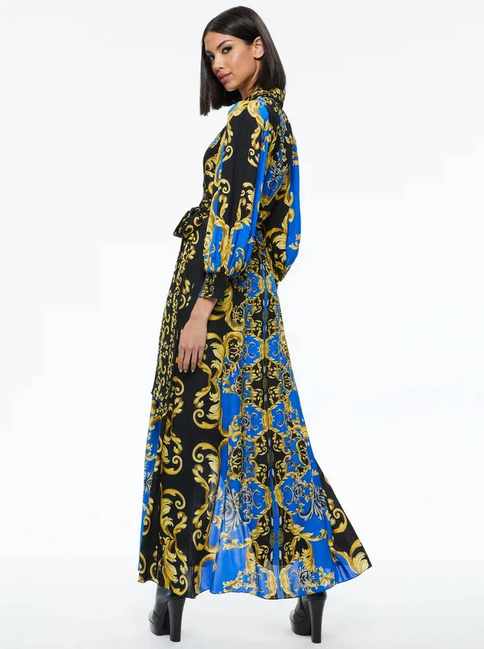 Alice + Olivia    Alisa Wrap Maxi Shirt Dress Regal Romance Sapphire