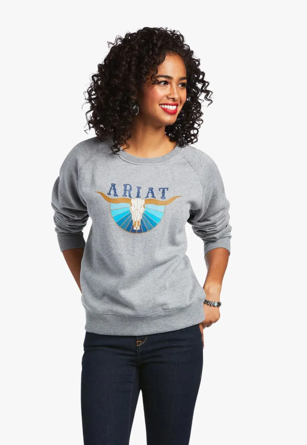 Ariat Womens REAL Pacific Steer Head Pullover