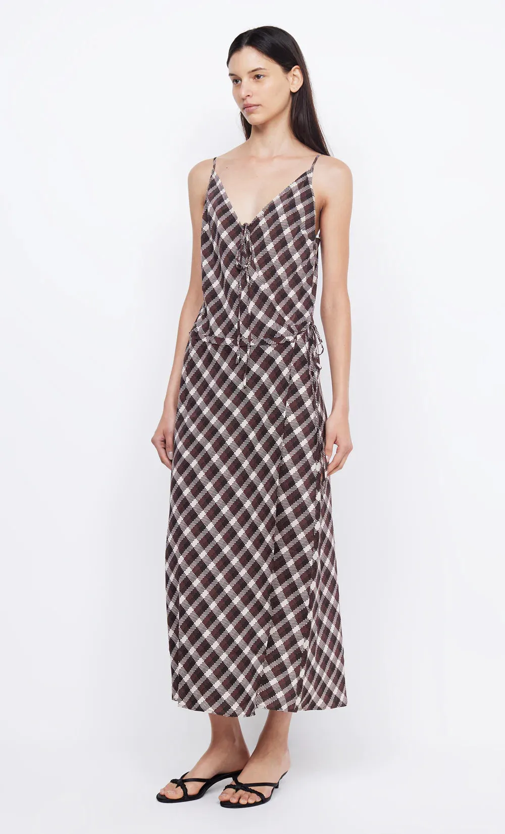 Bec and Bridge      BEC + BRIDGE - CHIARA WRAP MAXI DRESS (BASKET WEAVE CHECK)  FINAL SALE