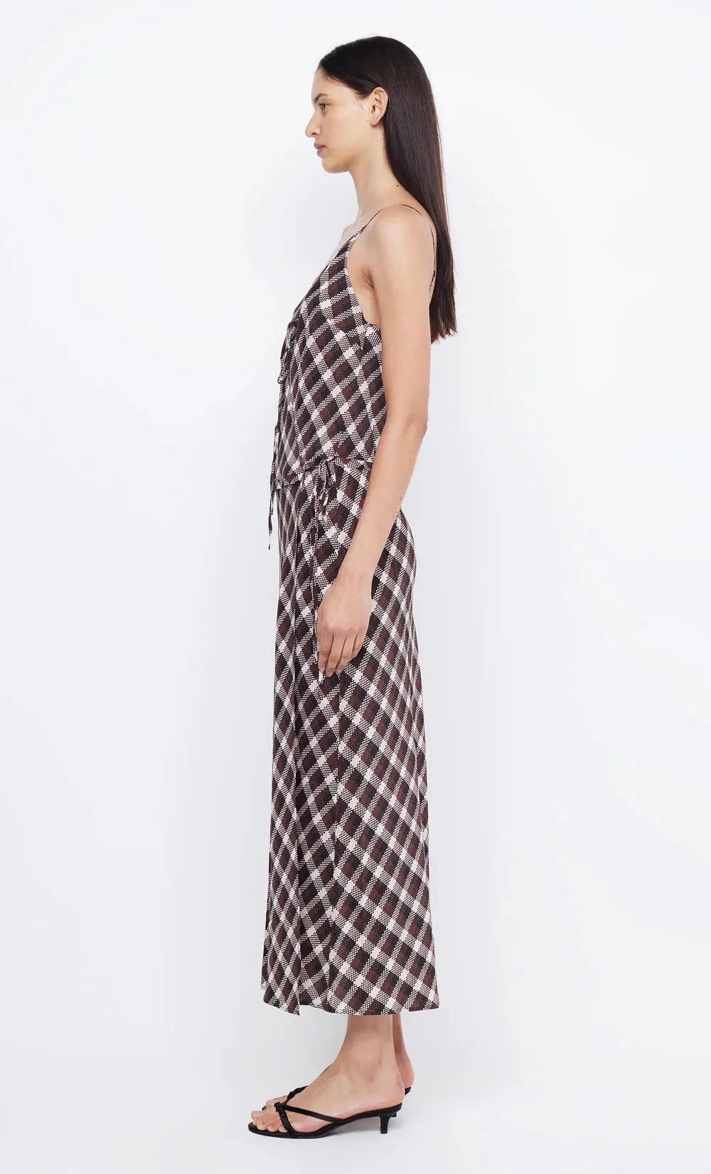 Bec and Bridge      BEC + BRIDGE - CHIARA WRAP MAXI DRESS (BASKET WEAVE CHECK)  FINAL SALE