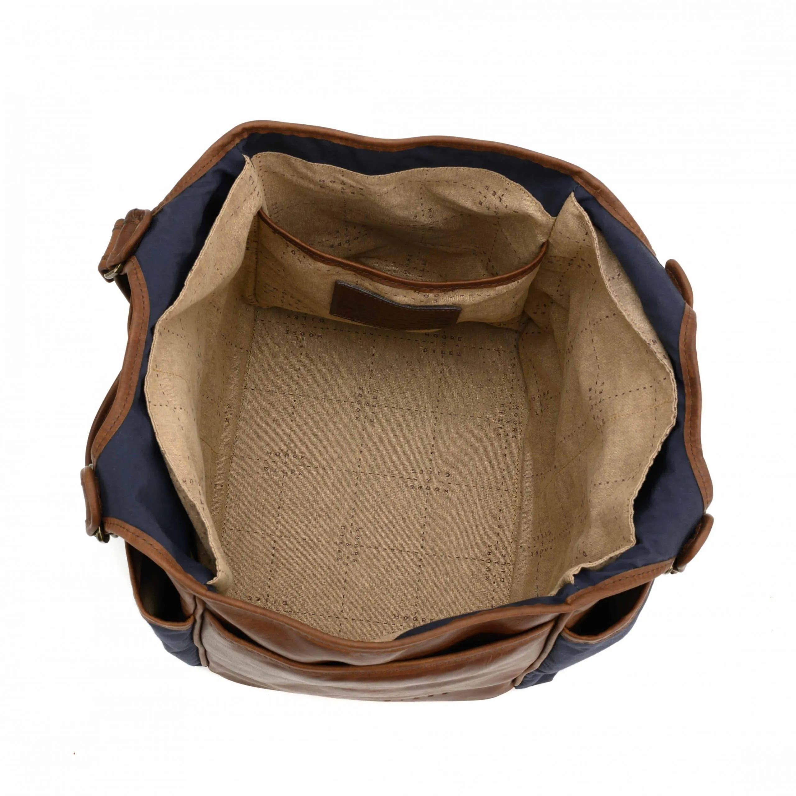 Belle Picnic Tote in Navy Ventile and Baldwin Oak by Moore & Giles