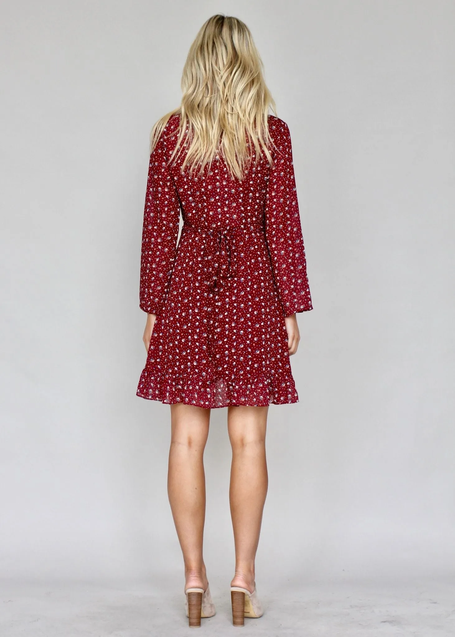 Breaking Habits Wrap Dress - Maroon