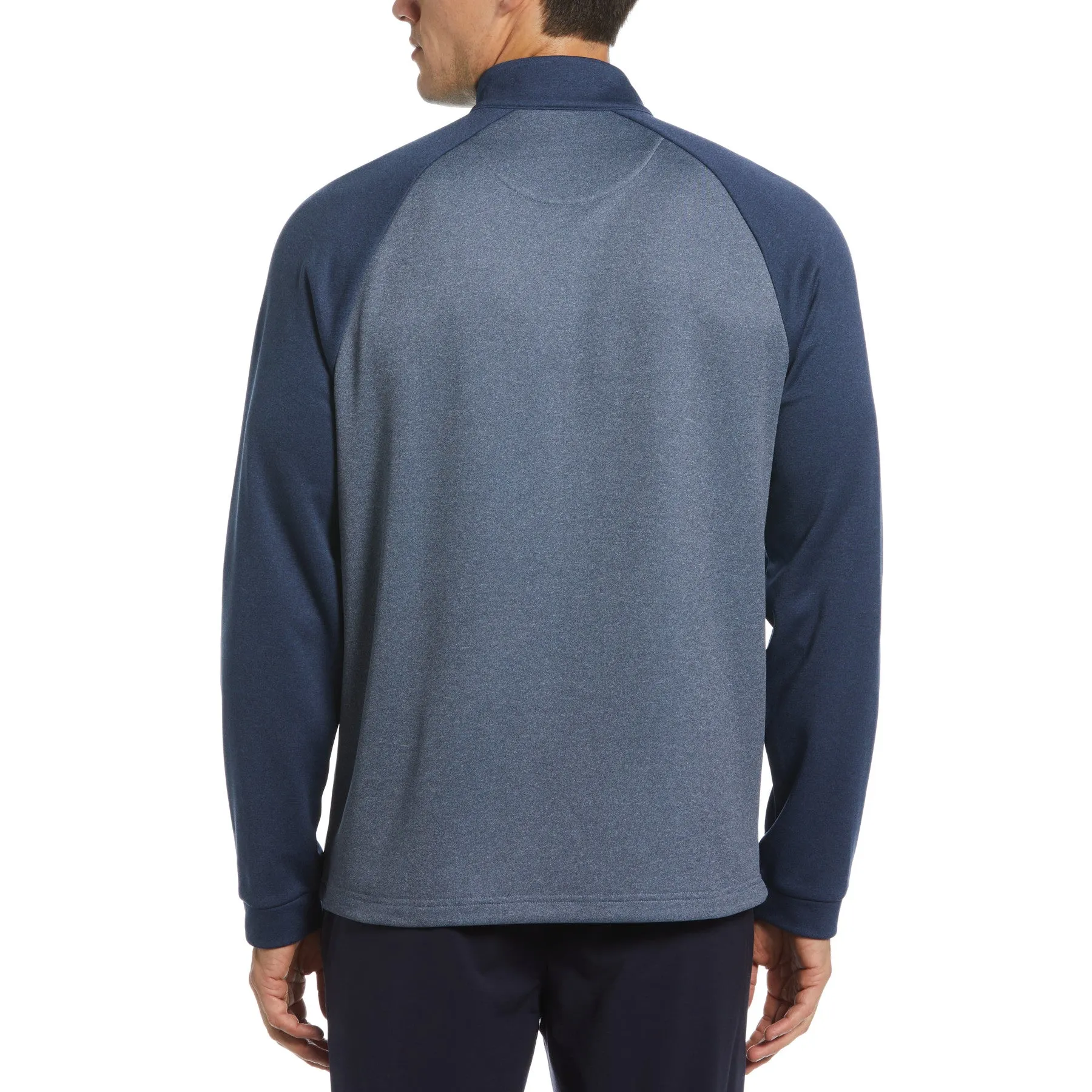 Colour Block 1/4 Zip Pullover In Black Iris Bijou Heather