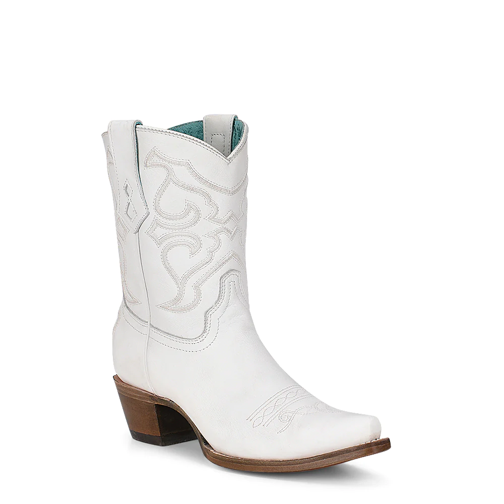 Corral Women’s White Embroidery Western Snip Toe Ankle Boot