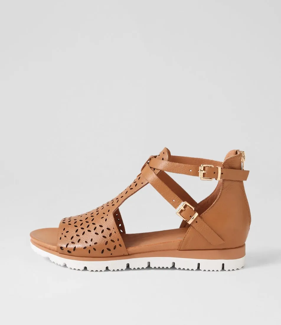 DJANGO & JULIETTE Lopical Dark Tan Leather Sandals