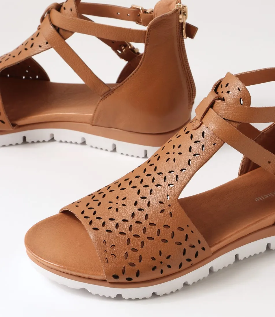 DJANGO & JULIETTE Lopical Dark Tan Leather Sandals