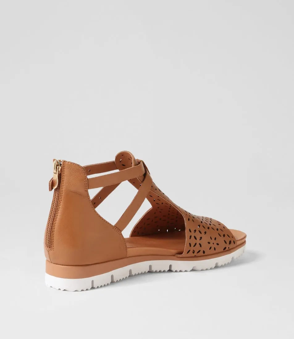 DJANGO & JULIETTE Lopical Dark Tan Leather Sandals