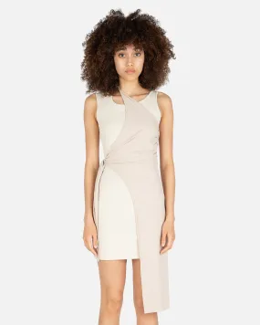 Feng Chen Wang Wrap Layered Dress in Beige