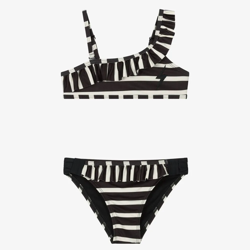 Girls Black & Ivory Bikini