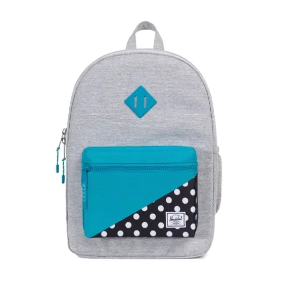 Herschel Heritage Kids Light Grey Crosshatch/Tile Blue/Mini Polka Dot Backpack