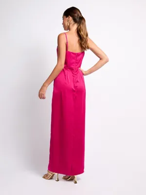 ISKA Pink Satin Mock Wrap Maxi Dress | Women | George at ASDA