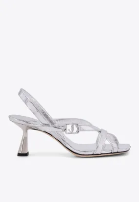 Jessica 65 Laminated Leather Slingback Sandals