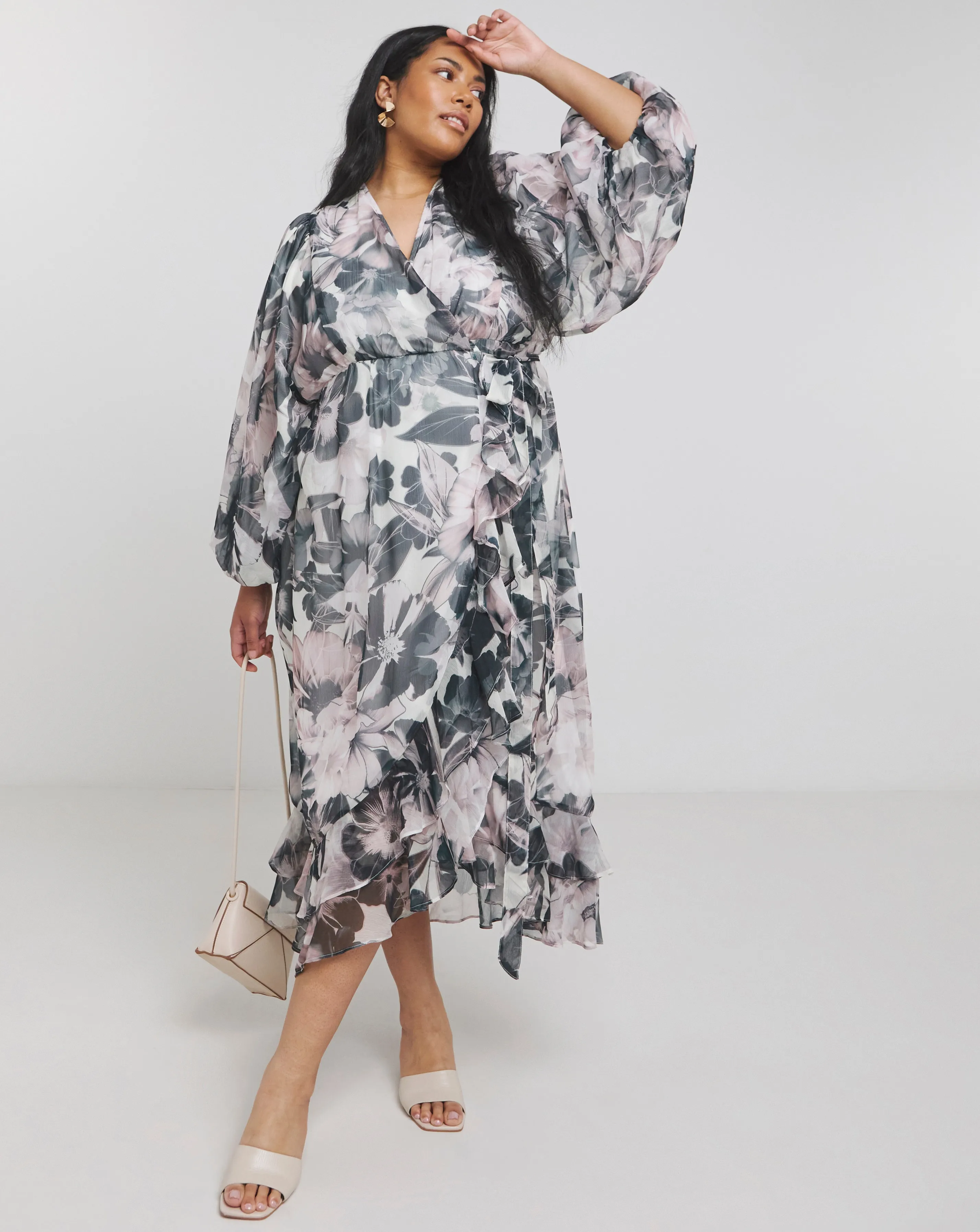 Joanna Hope Maxi Wrap Dress With Ruffles | Simply Be