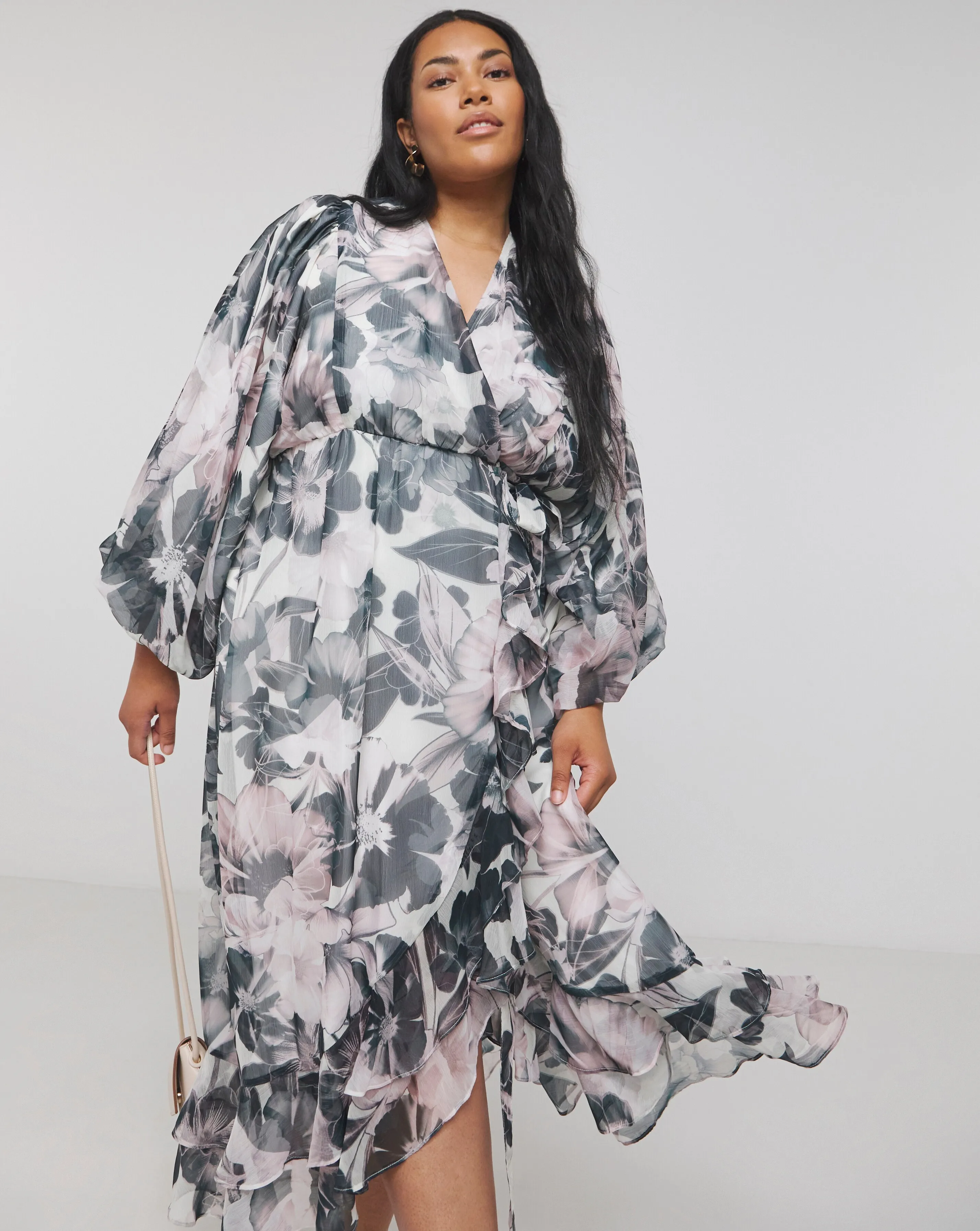 Joanna Hope Maxi Wrap Dress With Ruffles | Simply Be