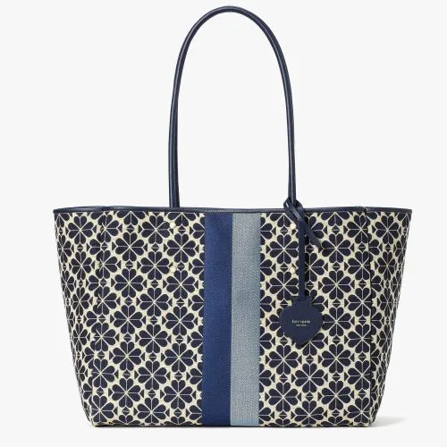 Kate Spade New York Flower Jacquard Everything Stripe Large Tote | Blue Multi