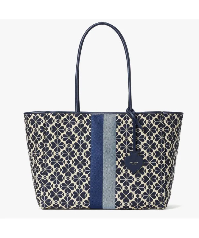 Kate Spade New York Flower Jacquard Everything Stripe Large Tote | Blue Multi