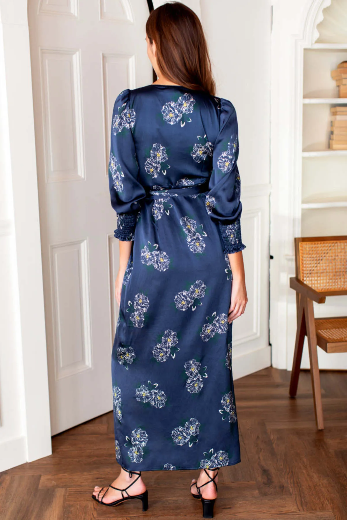 Louisa Satin Wrap Dress - Saarac Flowers