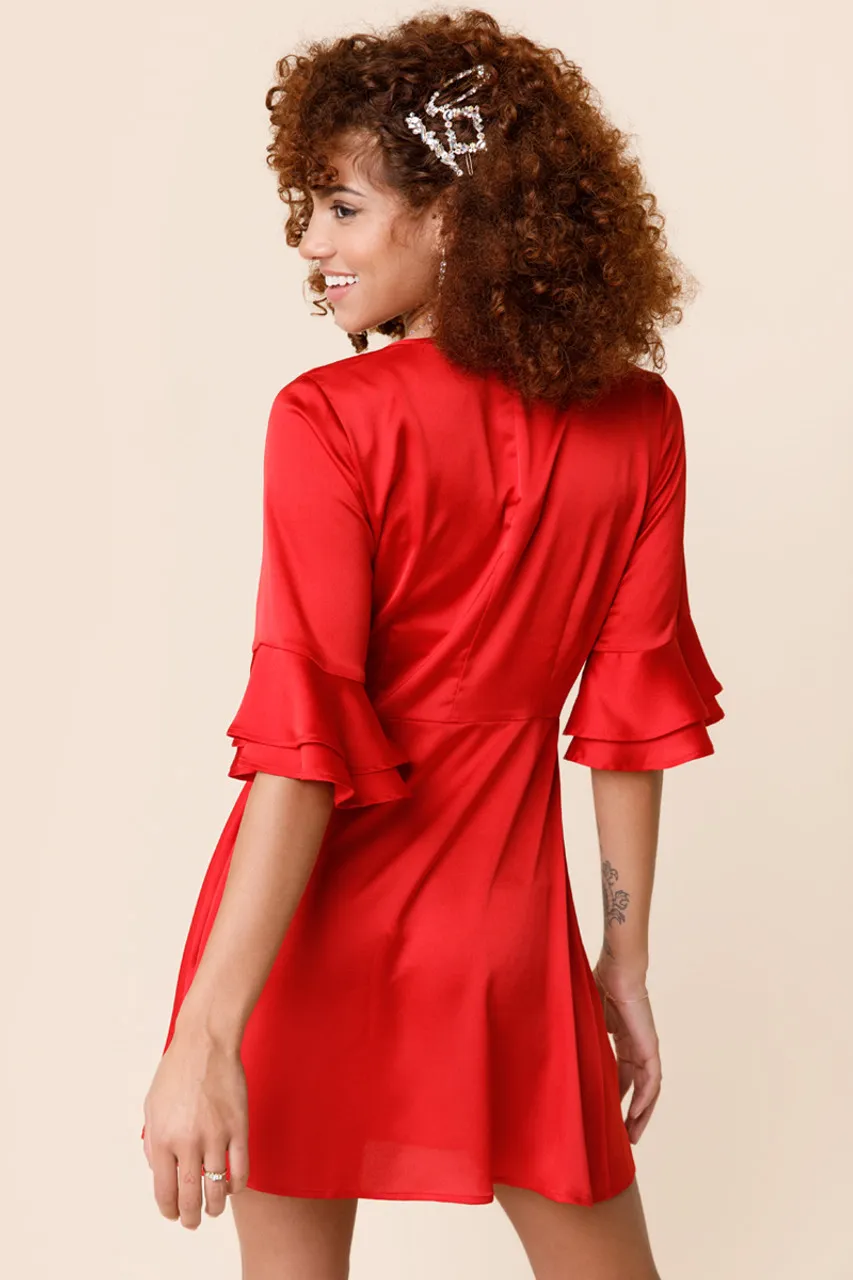 Melody Flutter Sleeve Wrap Mini Dress