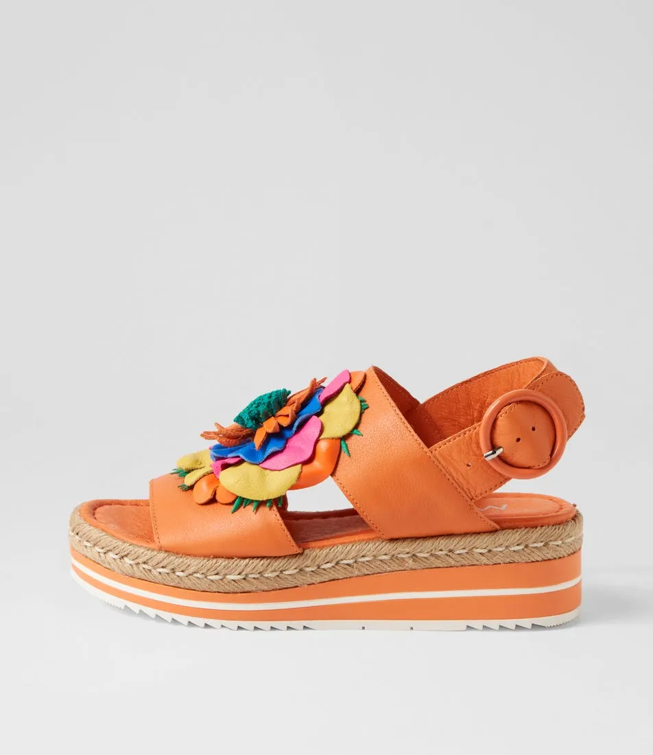 MIDAS Amaro Bright Orange Multi Leather Sandals