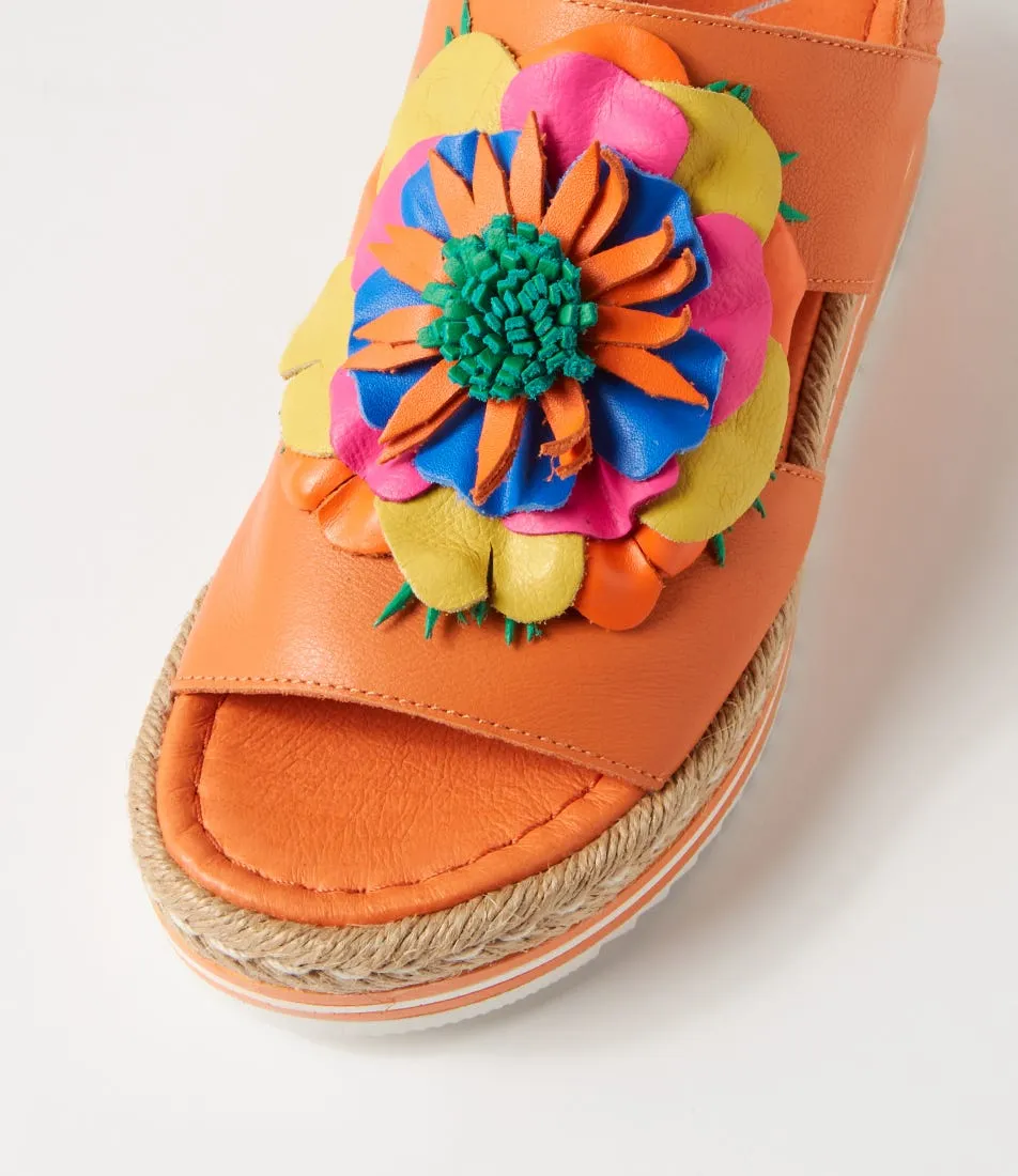 MIDAS Amaro Bright Orange Multi Leather Sandals