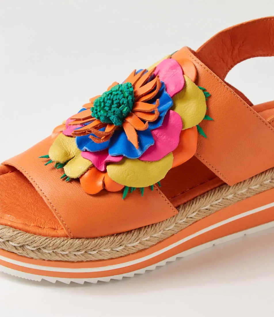 MIDAS Amaro Bright Orange Multi Leather Sandals