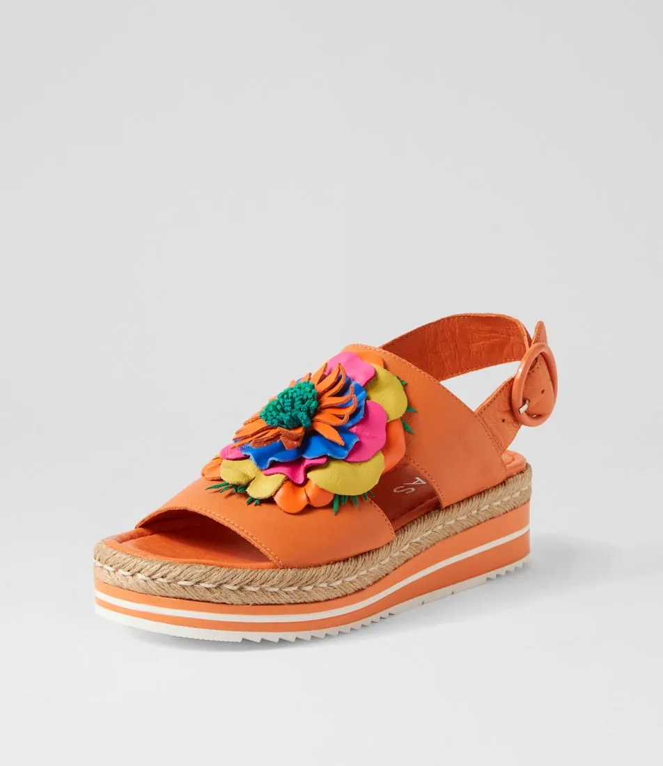 MIDAS Amaro Bright Orange Multi Leather Sandals