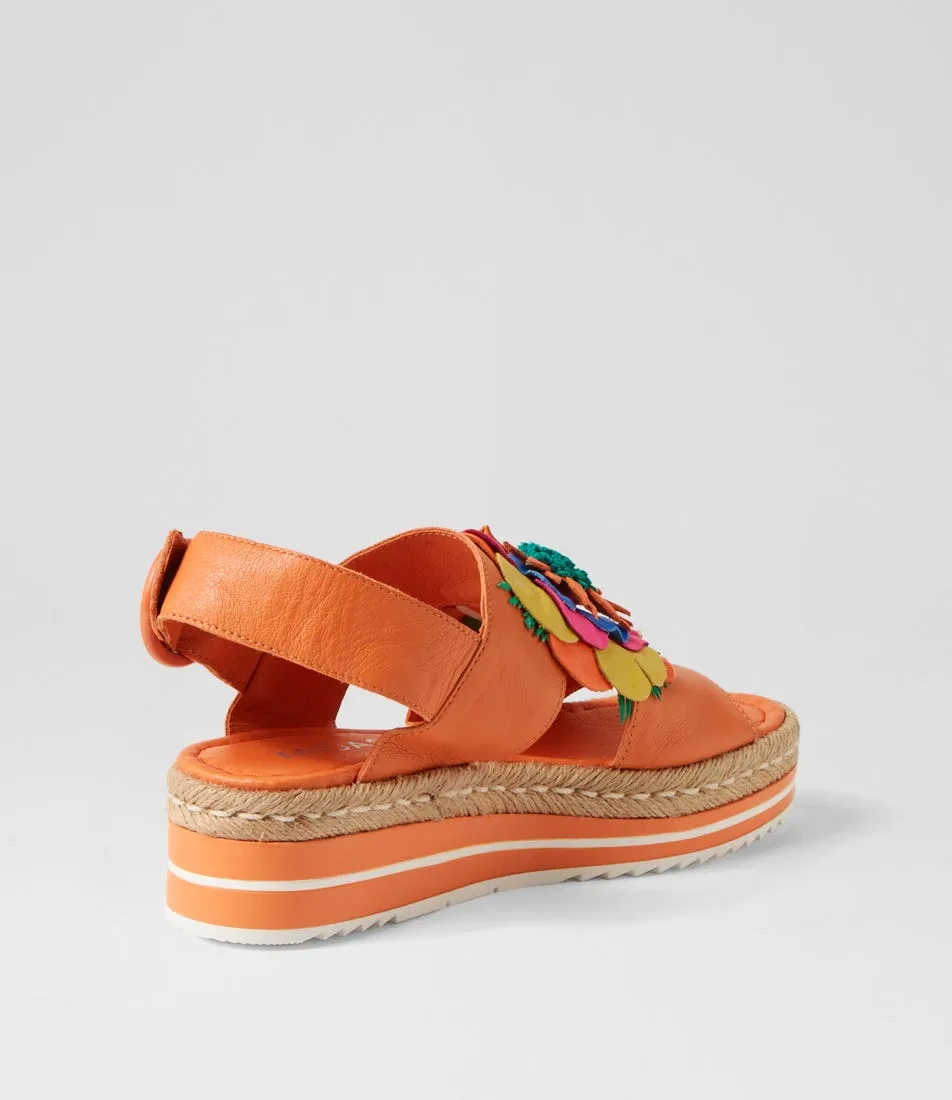 MIDAS Amaro Bright Orange Multi Leather Sandals