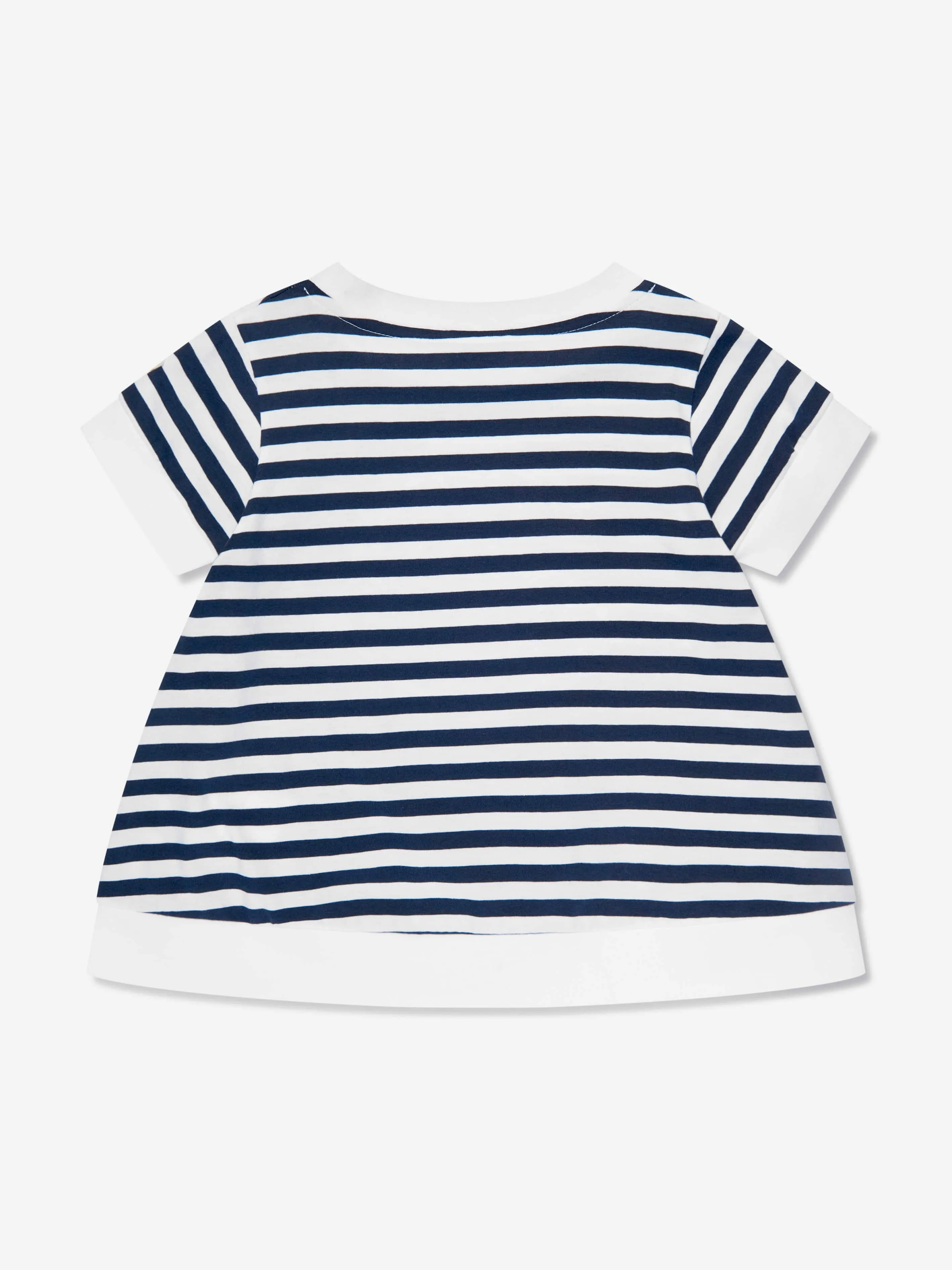 Moncler Enfant Girls Striped Logo T-Shirt in Navy