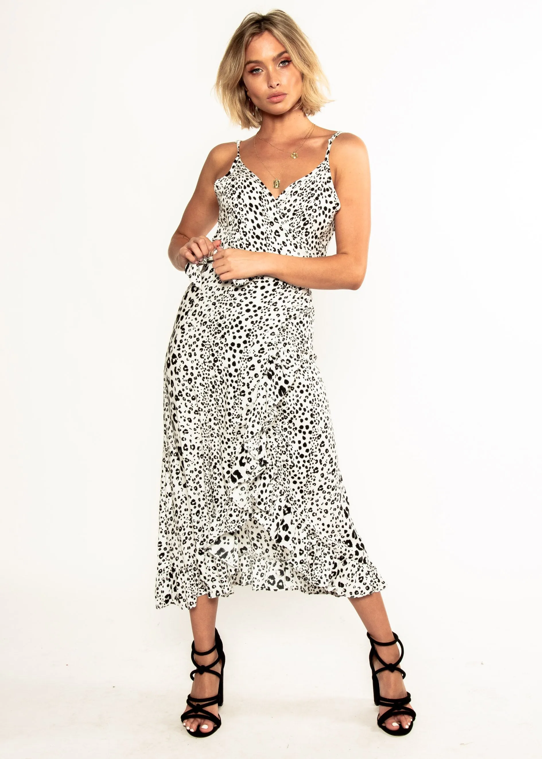 Naoise Wrap Maxi Dress - Snow Leopard