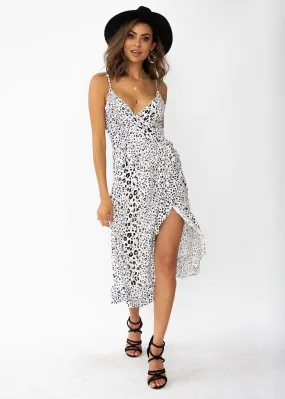 Naoise Wrap Maxi Dress - Snow Leopard