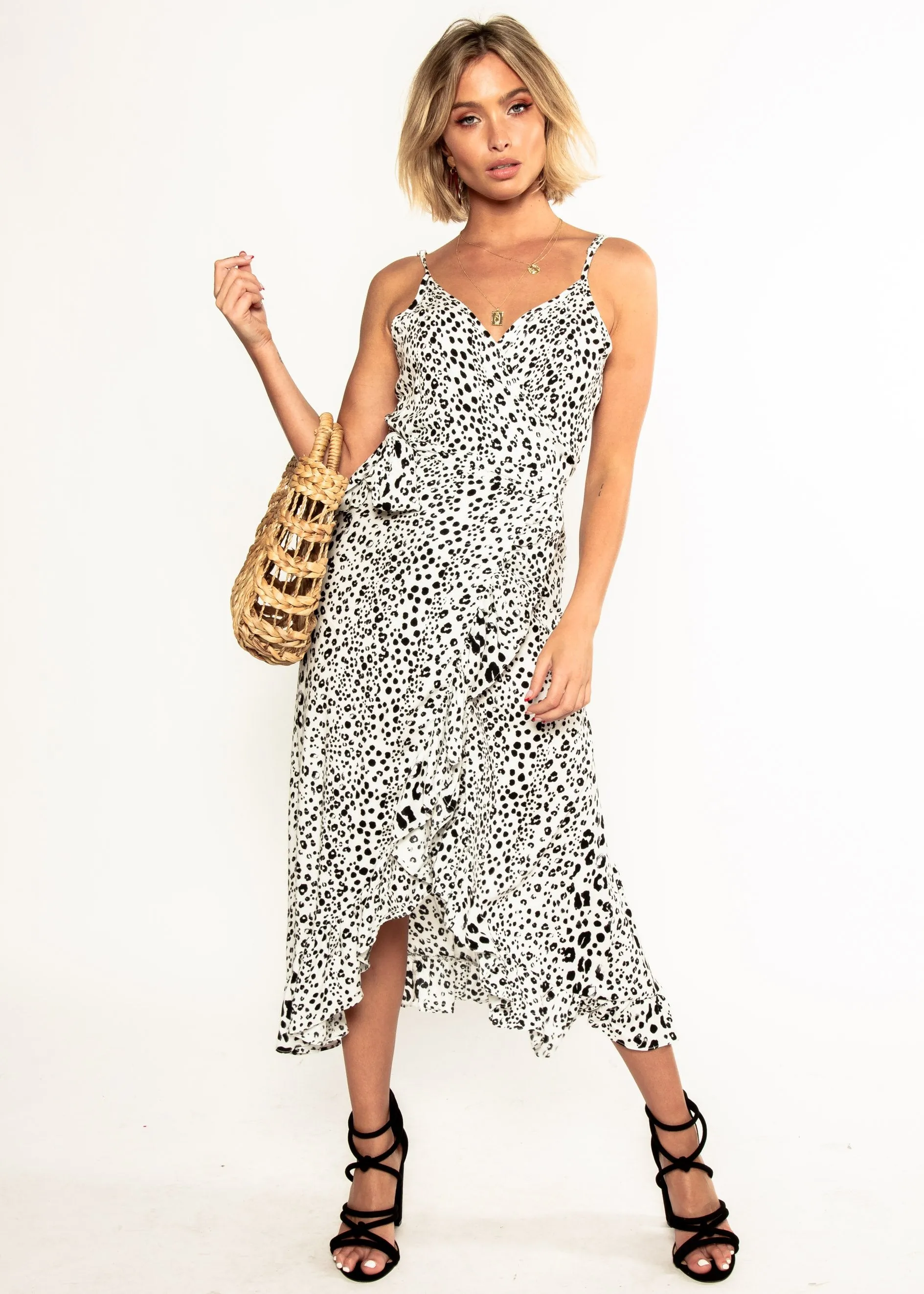 Naoise Wrap Maxi Dress - Snow Leopard