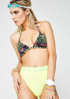 Neon High Leg Bikini Bottoms-