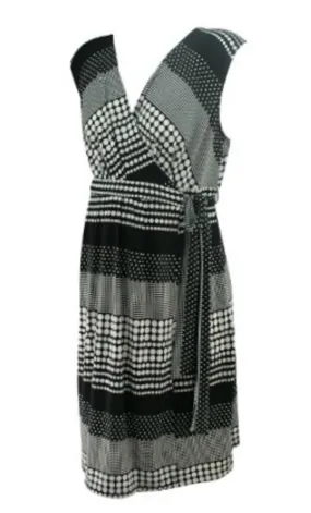 *New* Black and White Polk-A-Dot Print A Pea in the Pod Maternity Wrap Maternity Dress (Size Large)