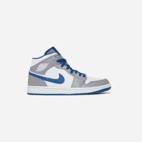 NIKE  AIR JORDAN 1 MID 'CEMENT TRUE BLUE'