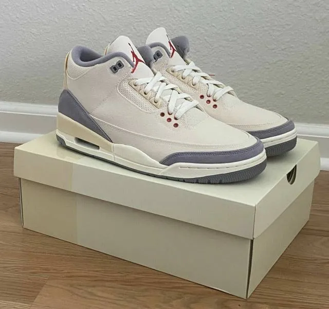 Nike Air Jordan 3 Retro Muslin 8-14 University Red Cemen...