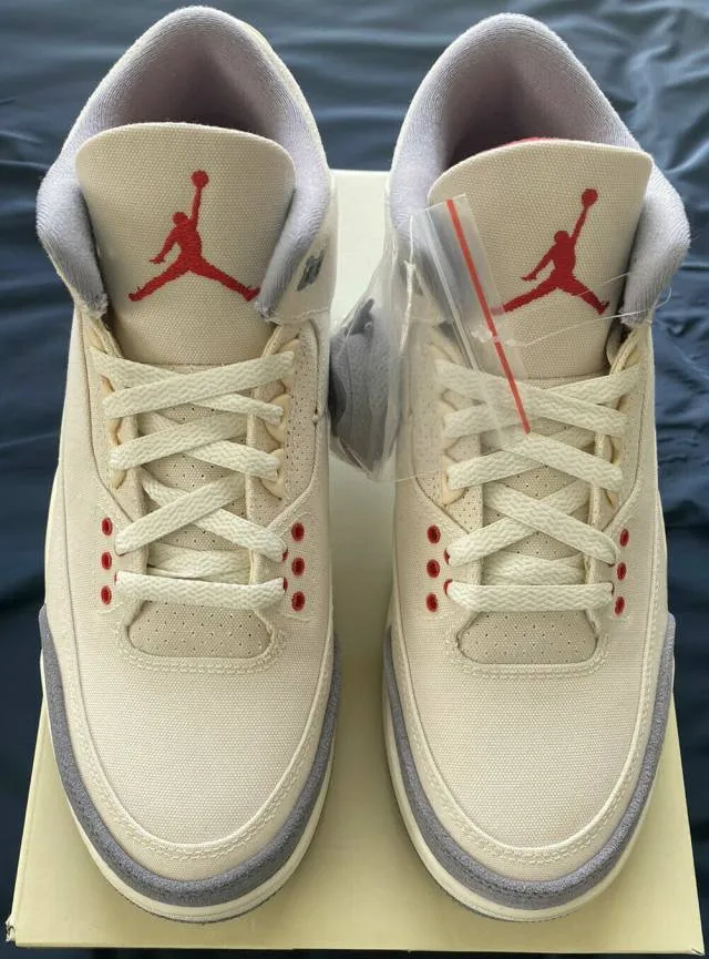 Nike Air Jordan 3 Retro Muslin 8-14 University Red Cemen...