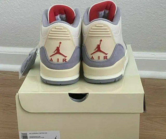 Nike Air Jordan 3 Retro Muslin 8-14 University Red Cemen...