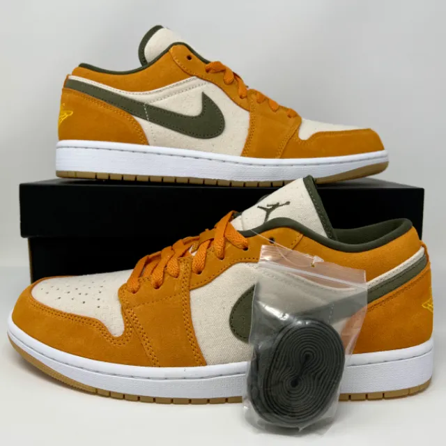 Nike Air Jordan Retro I 1 Low SE Light Curry Orange Oli ...