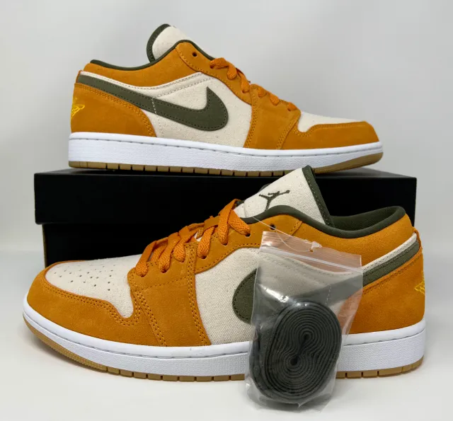 Nike Air Jordan Retro I 1 Low SE Light Curry Orange Oli ...