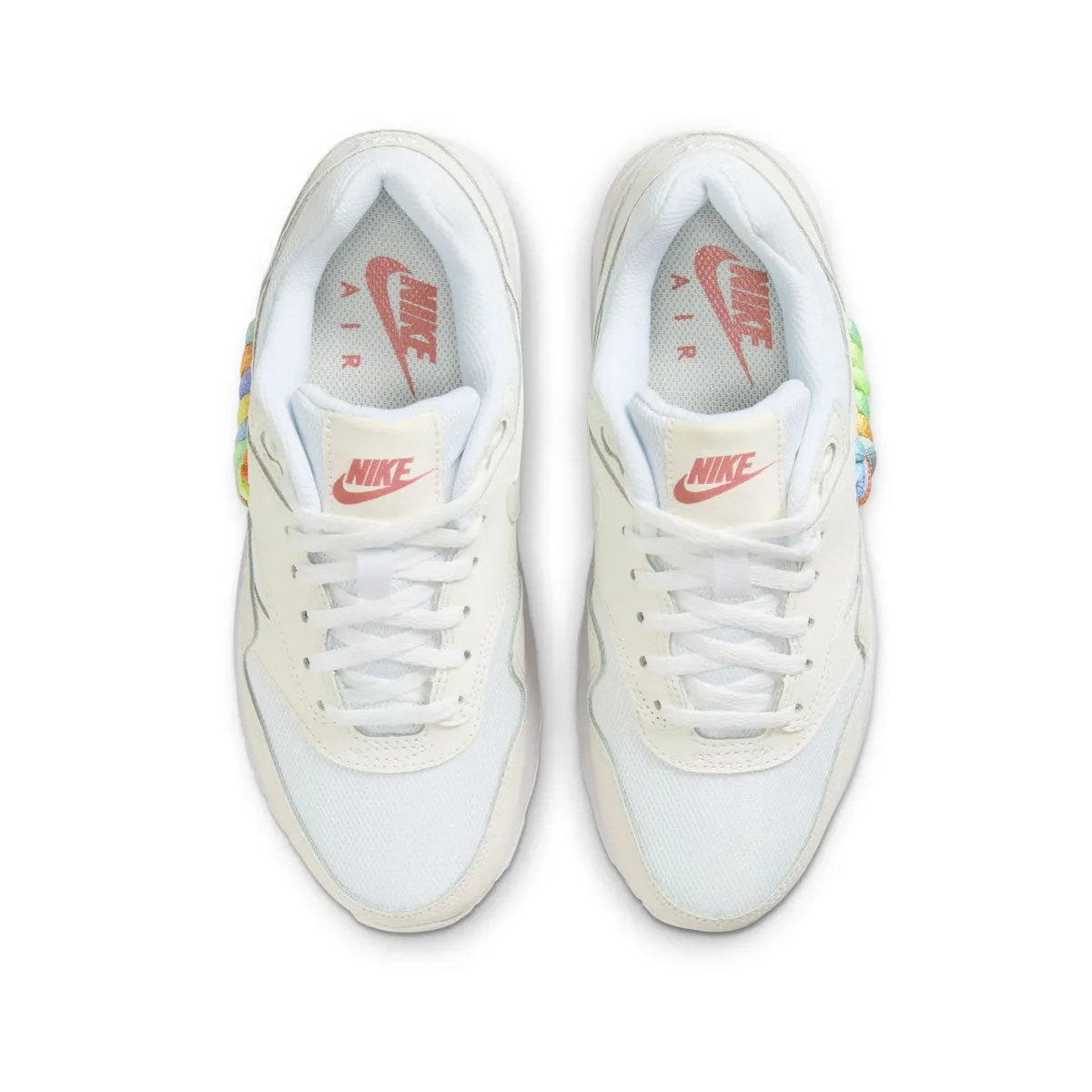 Nike GS Air Max 1 SE White Rainbow Lace Swoosh