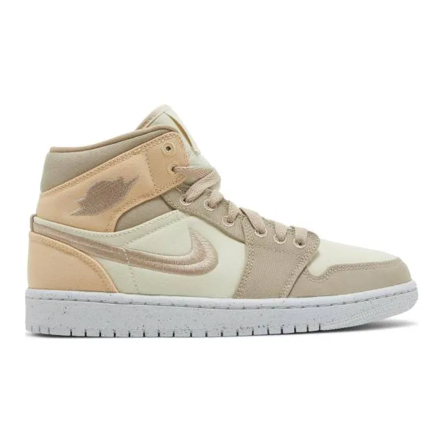 Nike Women's Air Jordan 1 Mid SE (Muslin Canvas/ Tan Bro...