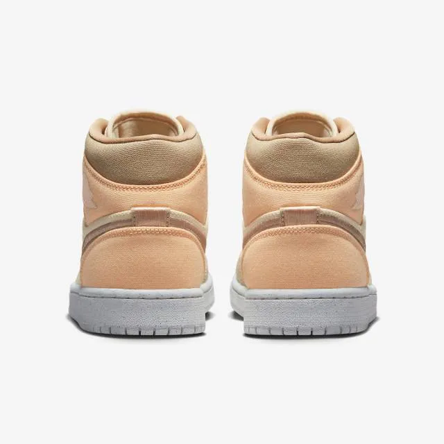 Nike Women's Air Jordan 1 Mid SE (Muslin Canvas/ Tan Bro...