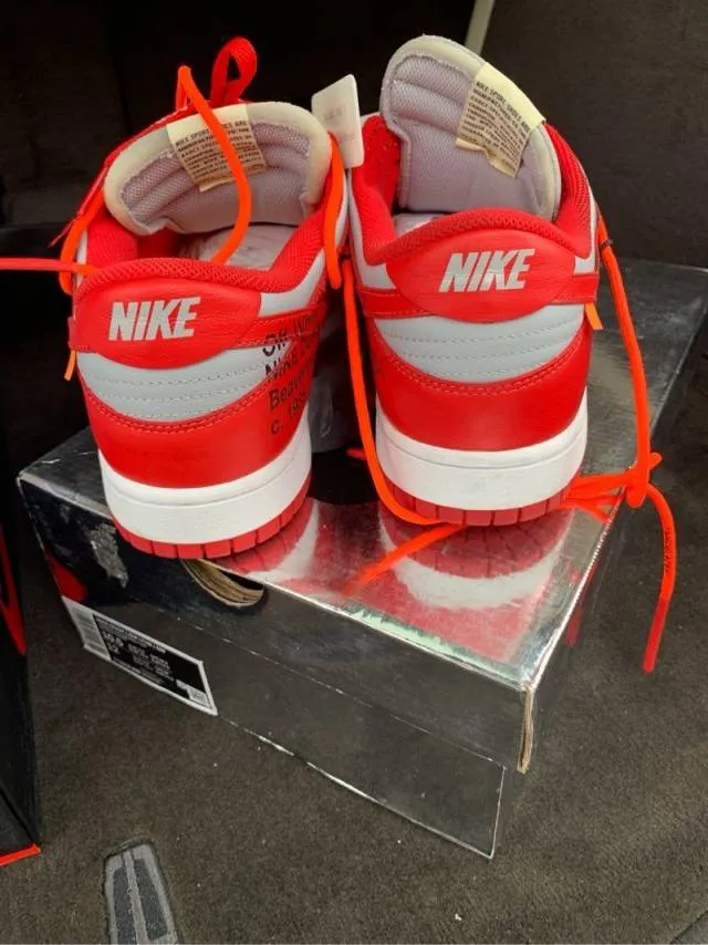 Off-white x nike dunk low university red