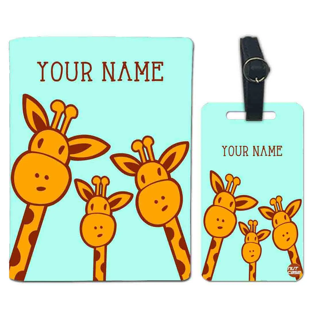 Personalised Passport Cover Suitcase Tag Set - Giraff