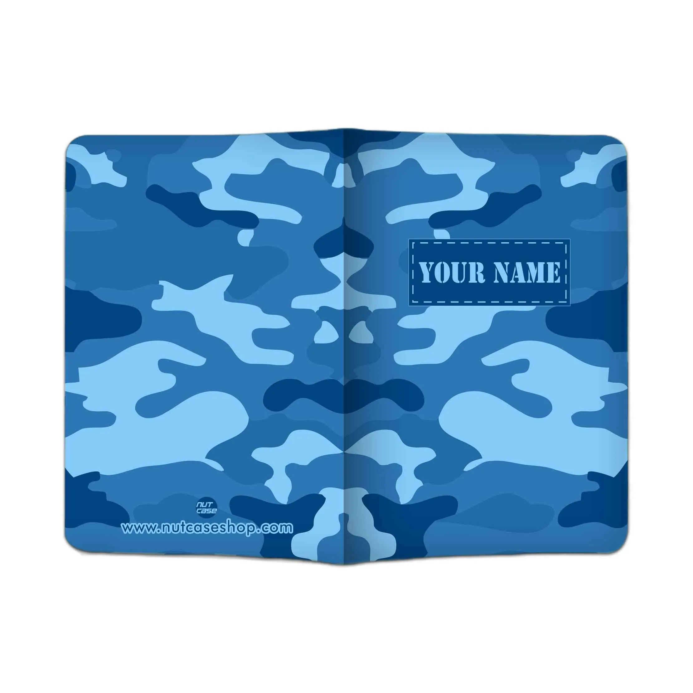 Personalized Passport Cover Suitcase Tag Set -Navy Blue Camoflage