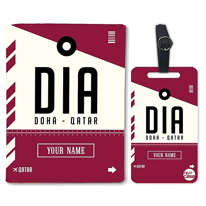 Personalized Passport Cover With Name Suitcase Tag - Doha - Qatar